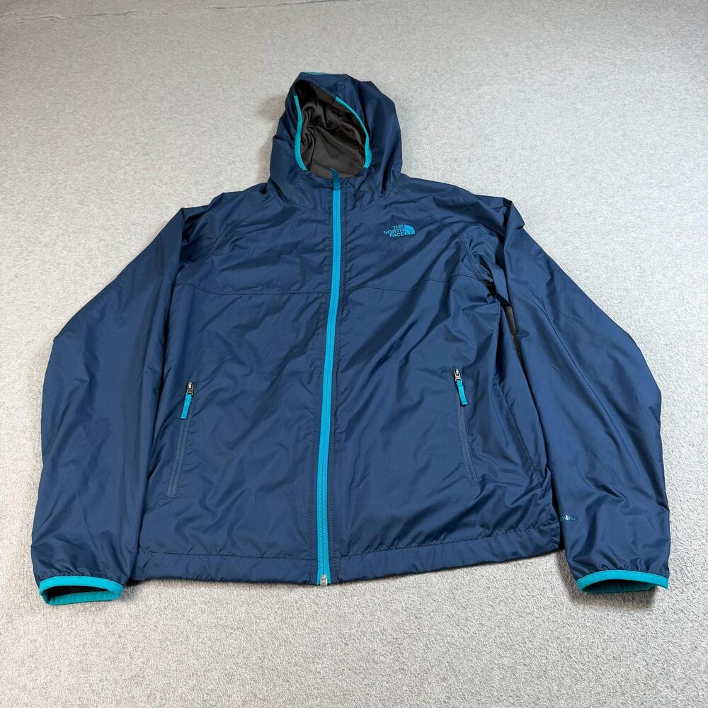 North Face Jacket Boys XL 18-20 Blue Windwall Hooded Softshell Windbreaker Hike